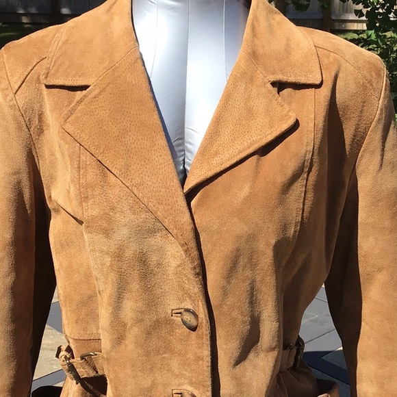 Vintage BoHo Suede Leather Coat Removable Lining - Picture 2 of 13